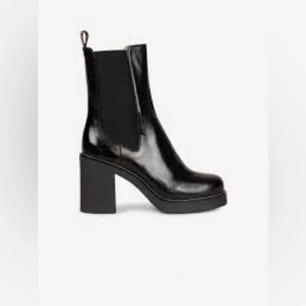 NWOB Barbara Bui Black Elastic Leather Platform Ankle Boots Sz-US-9.5/EU-39.5